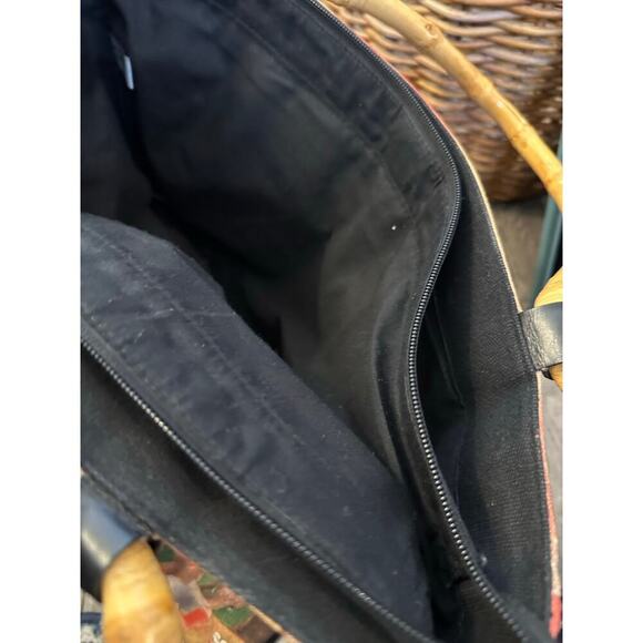 Chico's Women's Bamboo Handles White Cat Beaded Tote Handbag - Picture 5 of 9